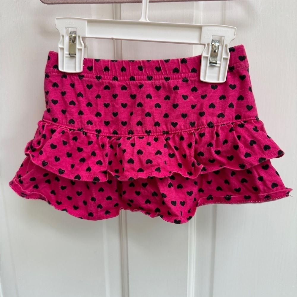 Okie Dokie 18M Pink &  Black Heart Ruffle Skirt